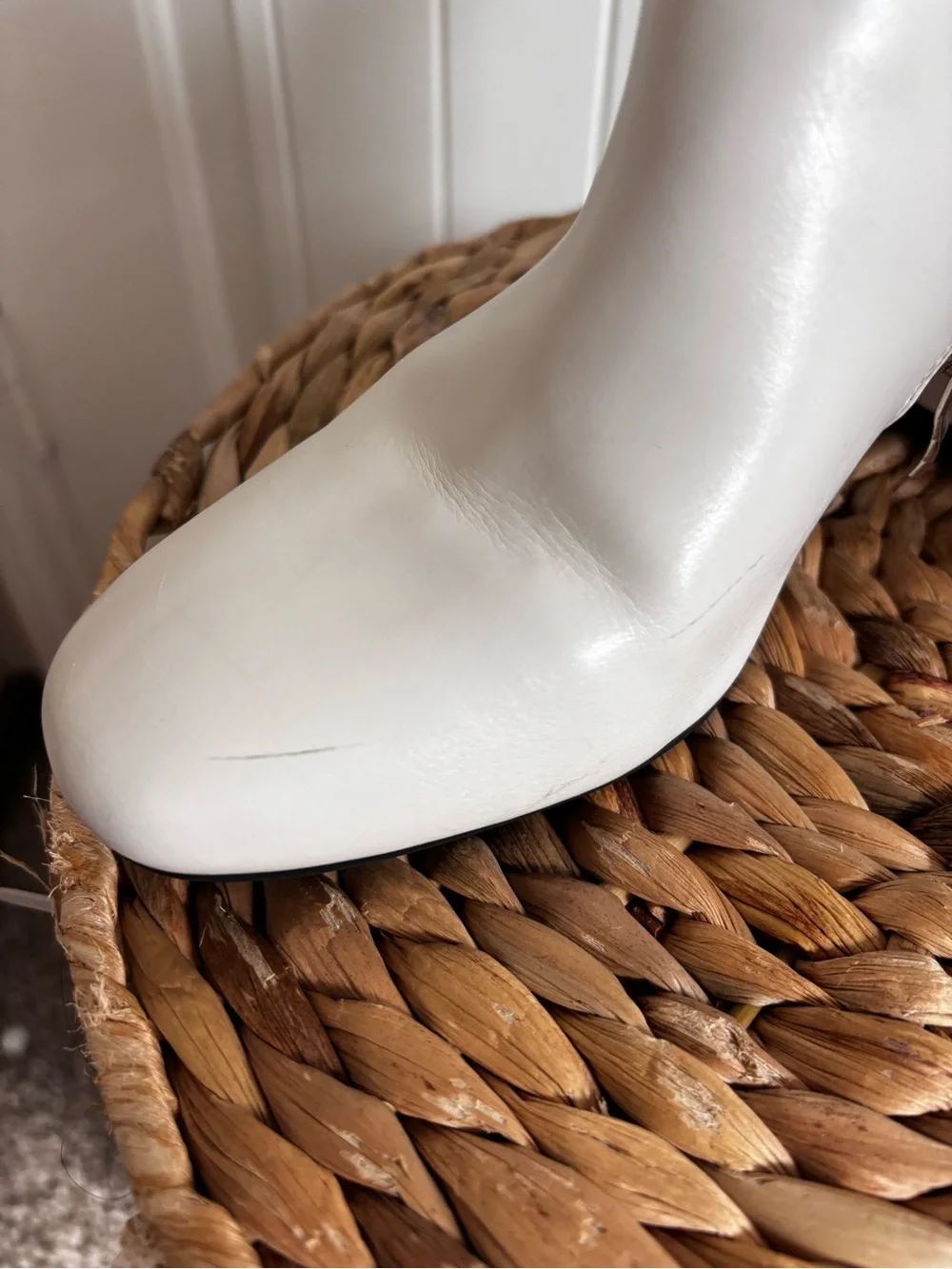 Women's White Block Heel Ankle Boots